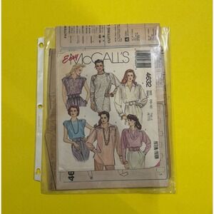 McCall's 4632 Easy Tunics & Tops Sewing Pattern Size 10–12 Vintage 1989